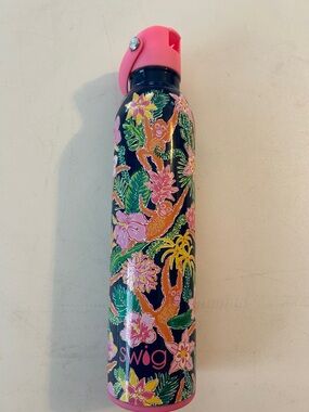 Swig Floral Monkey Stainless Water Bottle - Pink & Navy